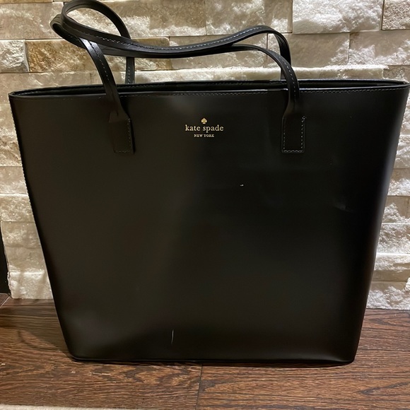 Kate Spade Shoulder Bag - Black smooth leather - Gold logo - Picture 1 of 7